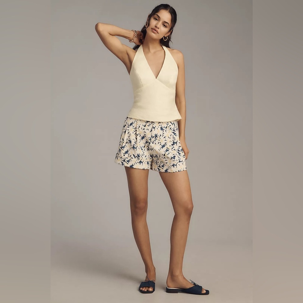 NWT! Anthropologie The Avery Cuffed Pleated Trouser Shorts by Maeve Size 12 4️⃣